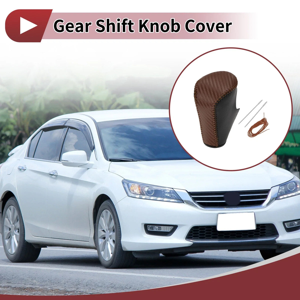 Gear Shift Knob Cover for Honda Accord 8 (2008–2012) Black Brown Leather
