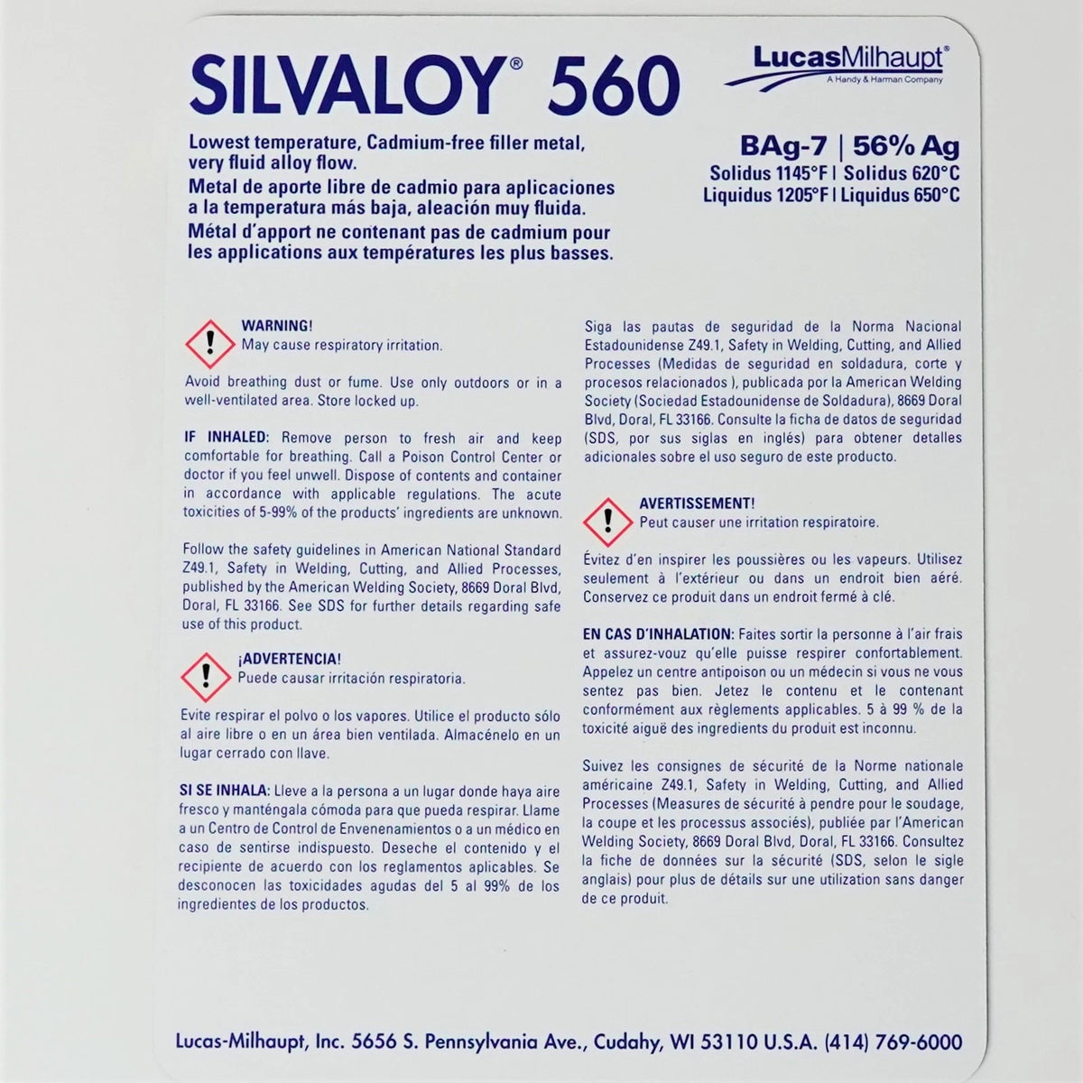 1 Ounce Silvaloy 560 56% Silver Solder for Brazing