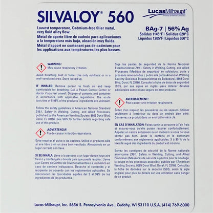 1 Ounce Silvaloy 560 56% Silver Solder for Brazing