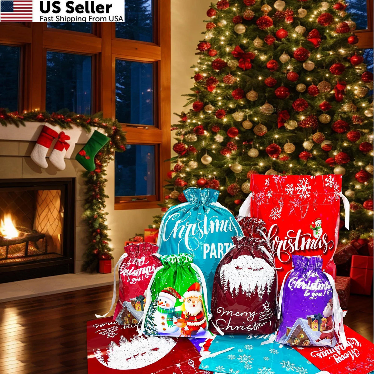Set of 3 Drawstring Bags (Large 17x24, Medium 15x20, Small 9x12)