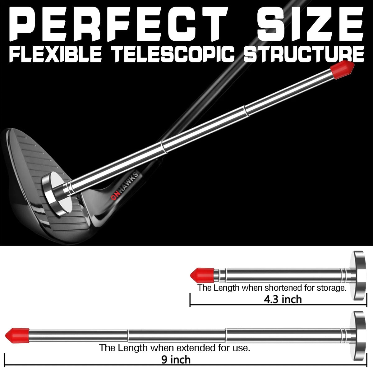 Set of 2 Golf Alignment Rods for ONHAWKS (Telescopic, Red)