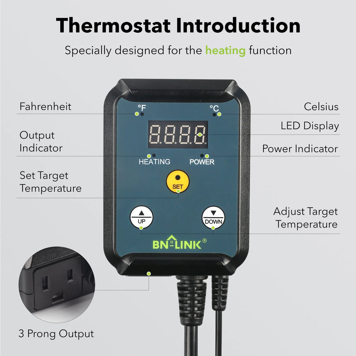 Digital Heat Mat Thermostat Controller for Greenhouse Seed Germination