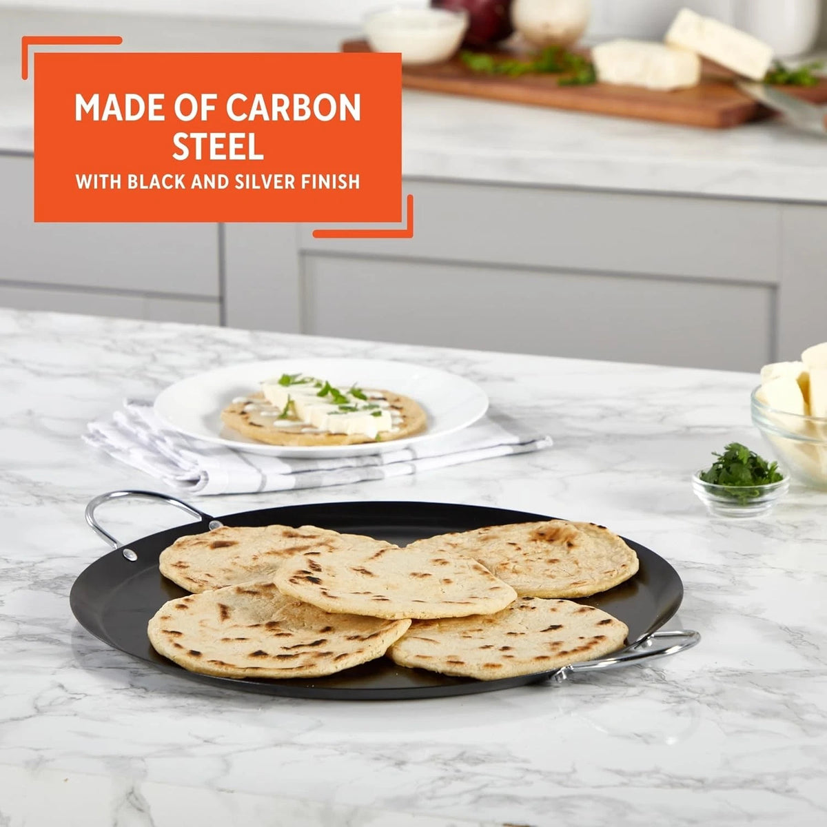 13.5in Carbon Steel Nonstick Round Comal for IMUSA (No Part Numbers)