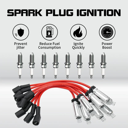 8X Spark Plug Wire + Plug for Chevy GMC Vortec 4.8L 5.3L 6.0L (1999–2006)
