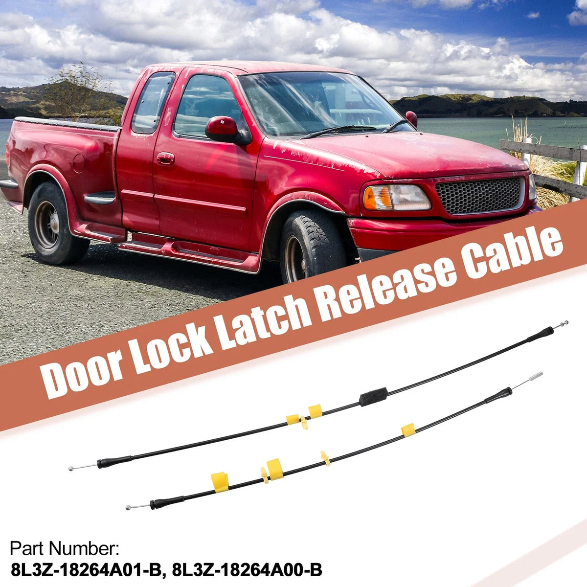 2X Rear Upper LH RH Door Latch Release Cable for Ford F150 (2004–2008) 8L3Z18264A00B