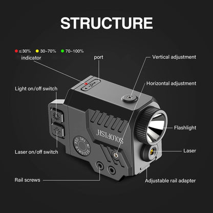 800 Lumens Adjustable Pistol Light Laser Red Combo for