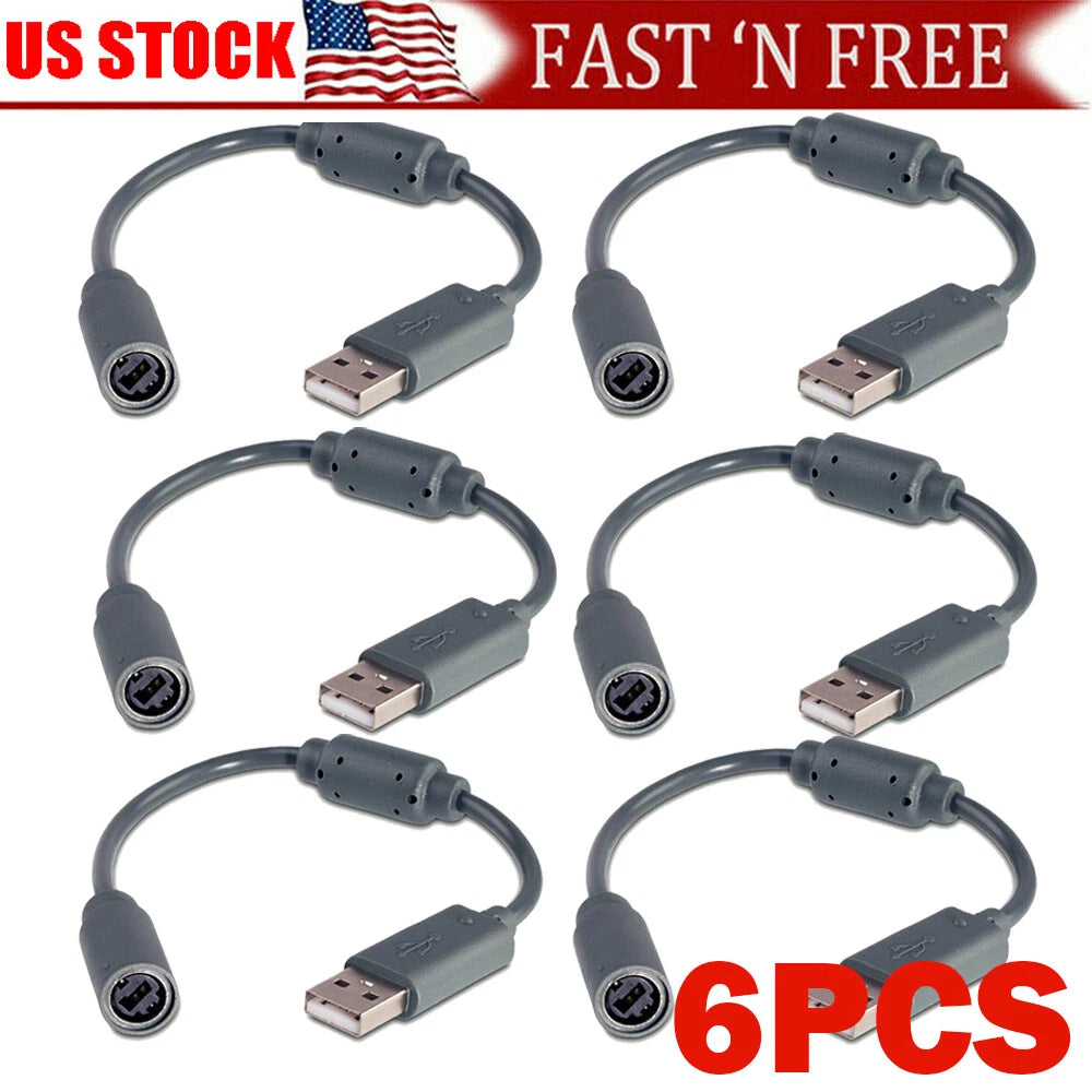 6X USB Breakaway Dongle Cable Adapter for Xbox 360 Wired Controller