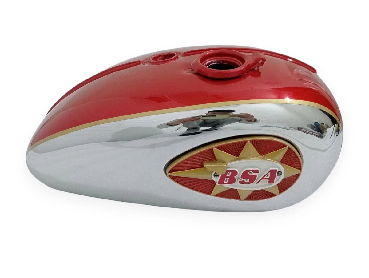 2 Gallon Red Painted & Chrome Fuel Gas Tank for BSA A65 (1962–1972)