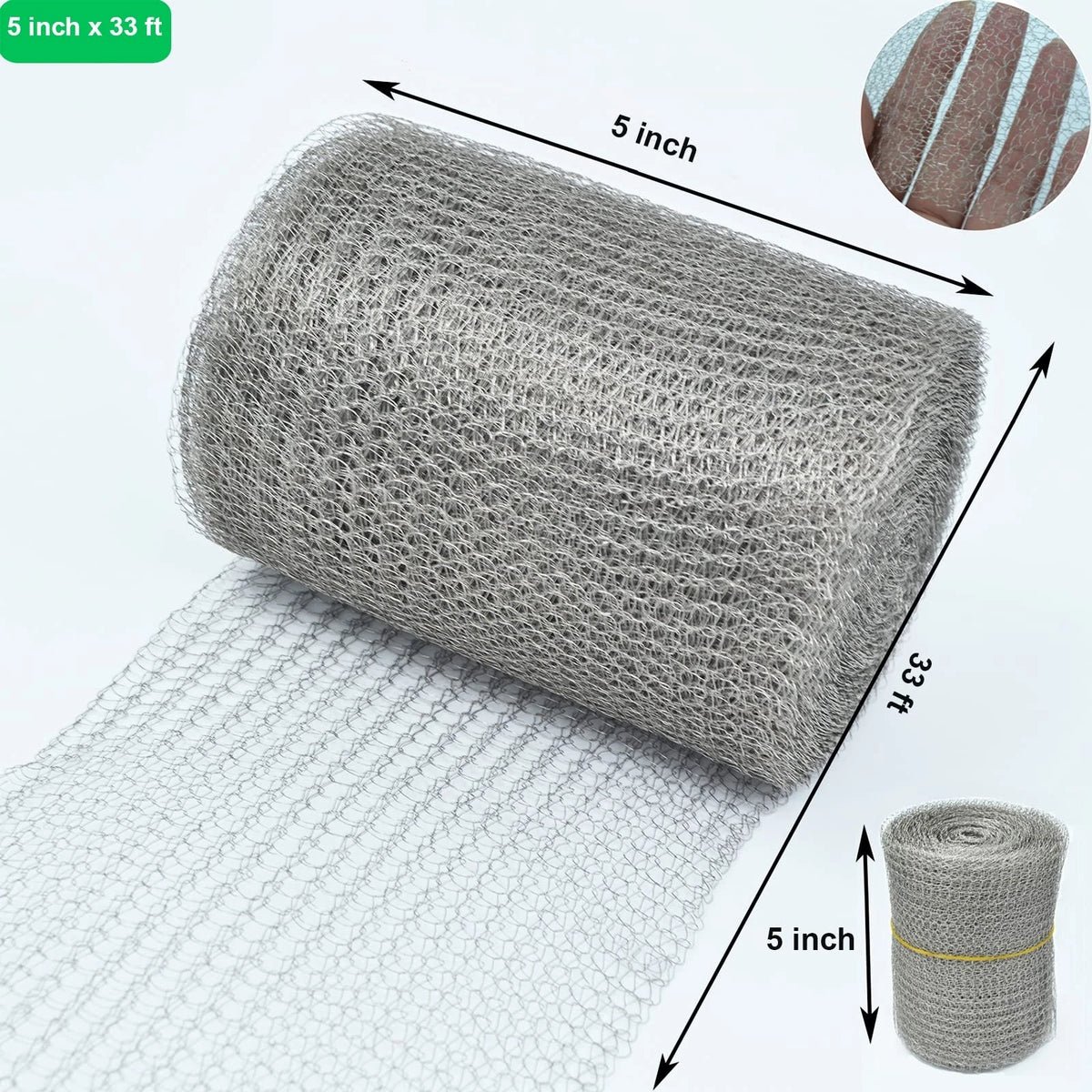 Wire Mesh for Mice Control, 5" x 33FT Stainless Steel