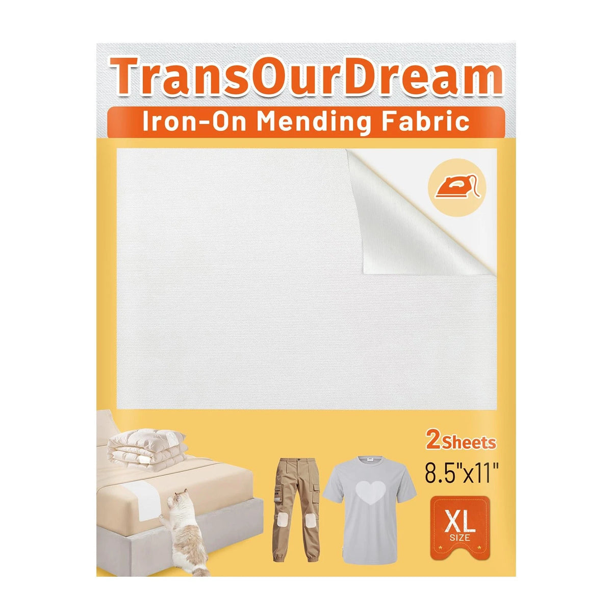 2 Sheets of Tru-White Iron on Fabric for Custom Projects (8.5 x 11 inches)