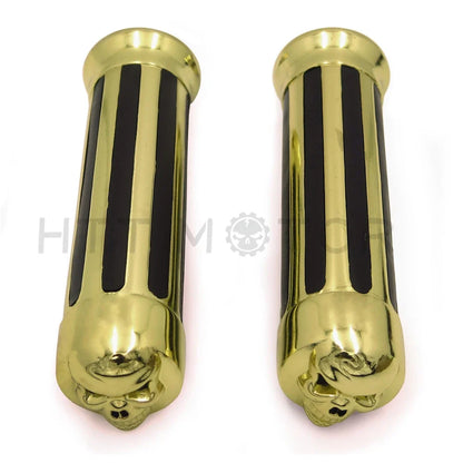 Skull Hand Grips for Harley XL 883 Hugger Sportster (7/8", Gold)