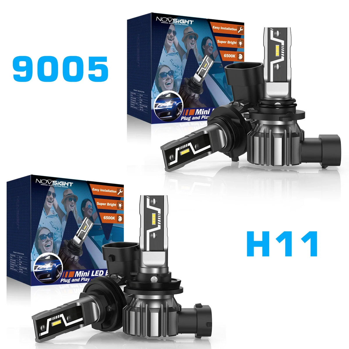 2X 9005/HB3 H11/H8 LED Headlight Bulbs for Universal Fit (10000LM)