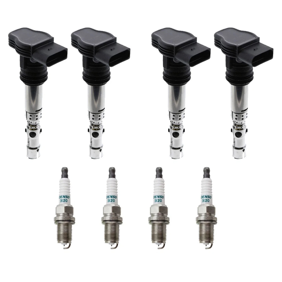 Set of 4 Ignition Coils & Denso Iridium Spark Plugs for Golf Jetta TT A4 (2000–2006)