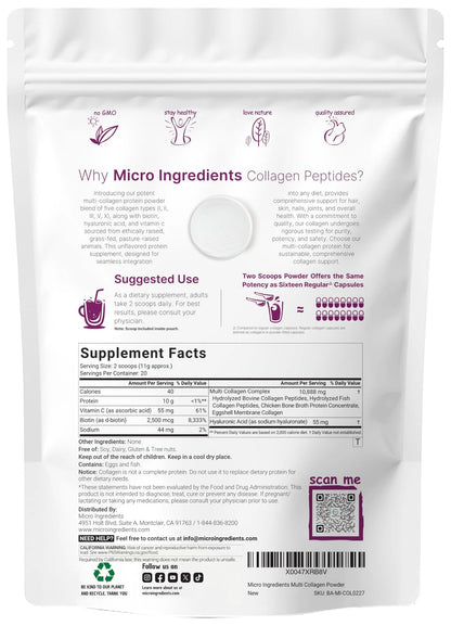 Micro Ingredients Multi Collagen Peptides Powder 8oz (Pack of 1)