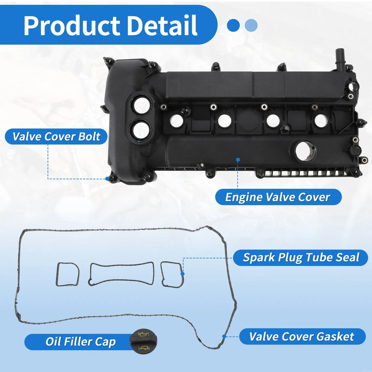 Set of 4 Engine Valve Cover Gasket Bolts for Ford Focus 2.0L (2012–2014)