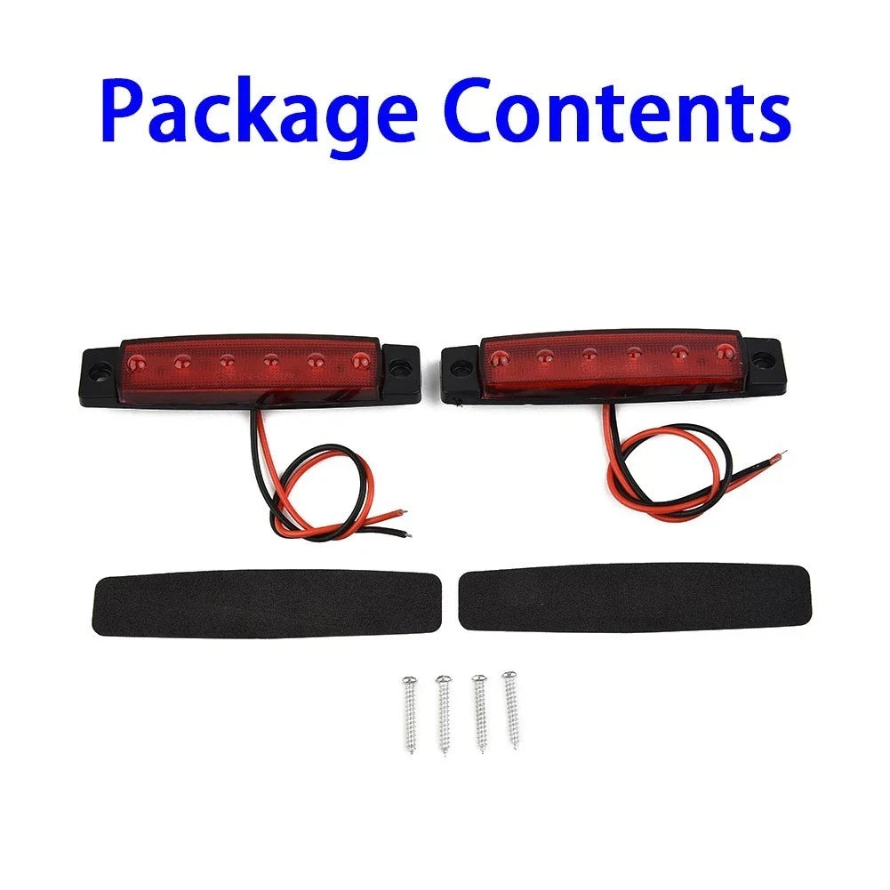 2pcs 6-LED Red Sealed Turn Brake Stop Tail Light for Truck Trailer RV Boat