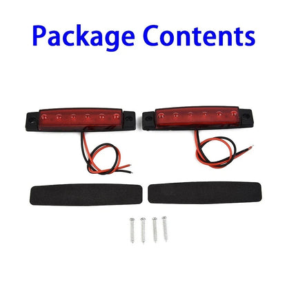 2pcs 6-LED Red Sealed Turn Brake Stop Tail Light for Truck Trailer RV Boat
