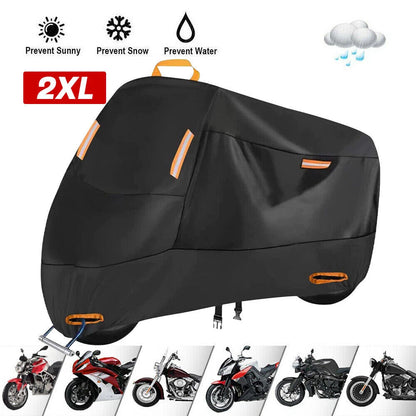 2X Waterproof Heavy Duty Motorcycle Cover for Winter Outside Storage