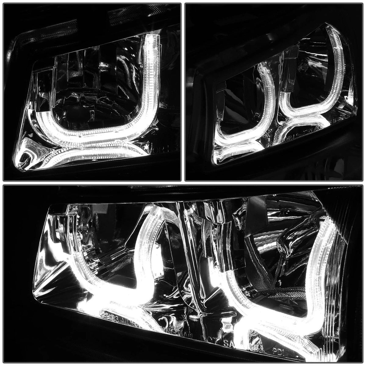 Smoked Clear J-Halo LED DRL Headlights w/ Bumper Lamps for Chevy Silverado (2003–2007)