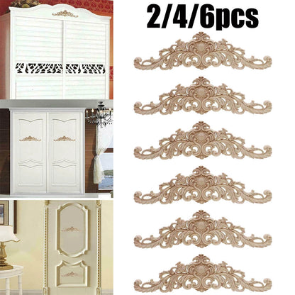 Set of 4 Wood Carved Corner Onlay Applique for Home Furniture
