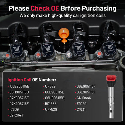 6PC Ignition Coils Upgrade for 2017–2018 Audi A8 Quattro V6 3.0L Supercharged