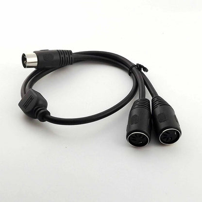 2X 5 Pin MIDI DIN Male to 2X Female Y Splitter Adapter Cable 50cm