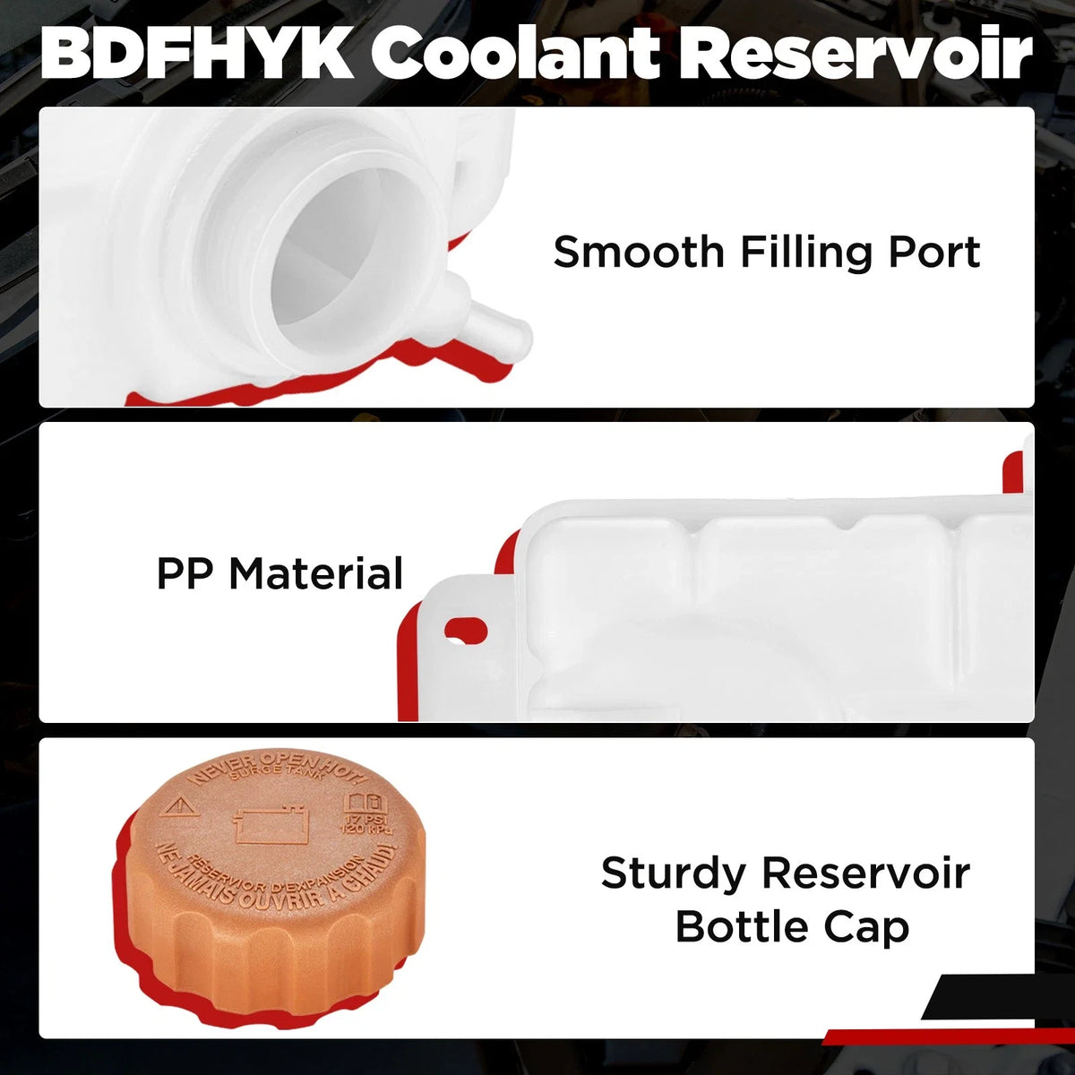 Coolant Recovery Tank with Cap for Chevrolet Aveo, Pontiac G3 (2007–2011)