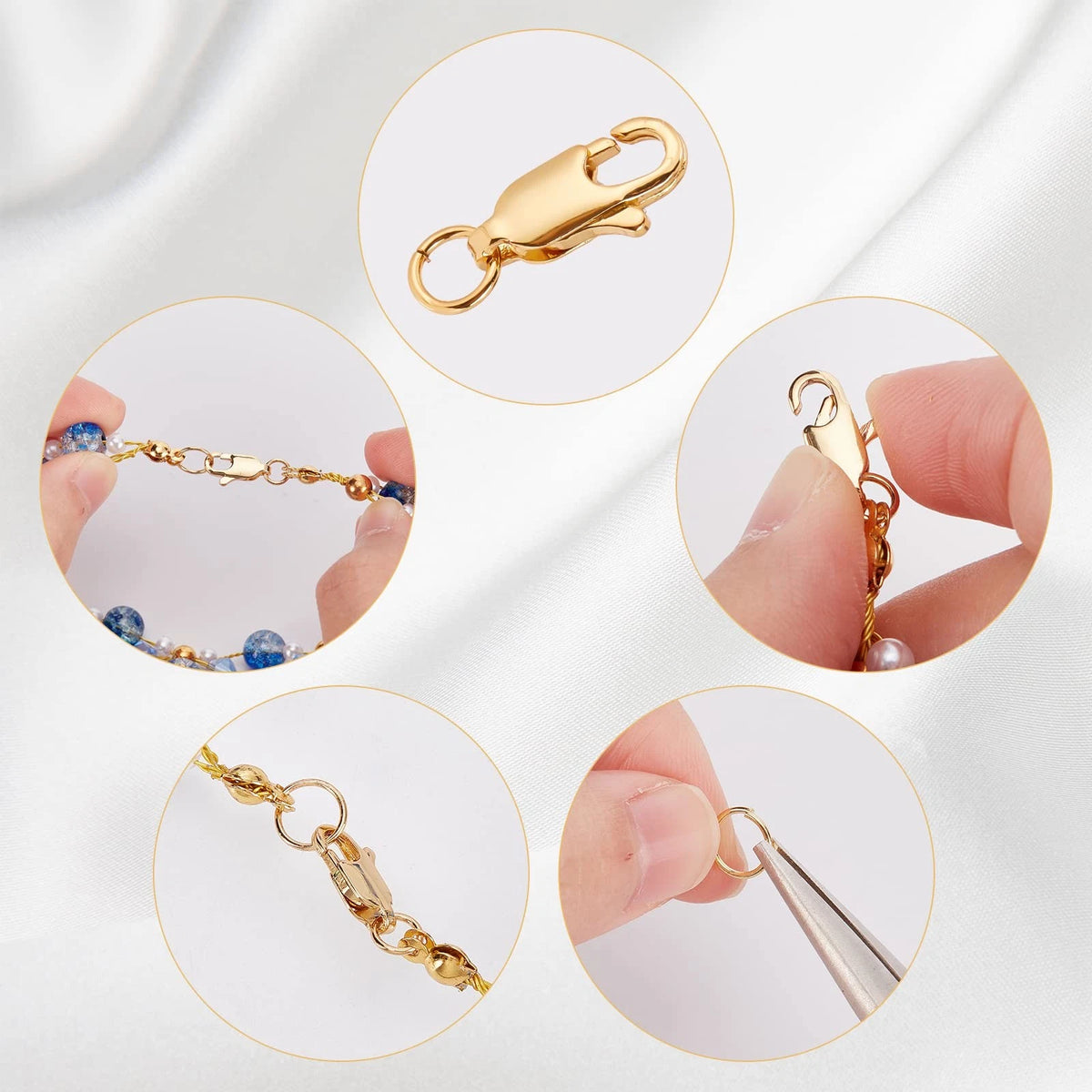 6Pcs 18K Gold Plated Lobster Clasp for Jewelry (0.6x0.24 Inch)