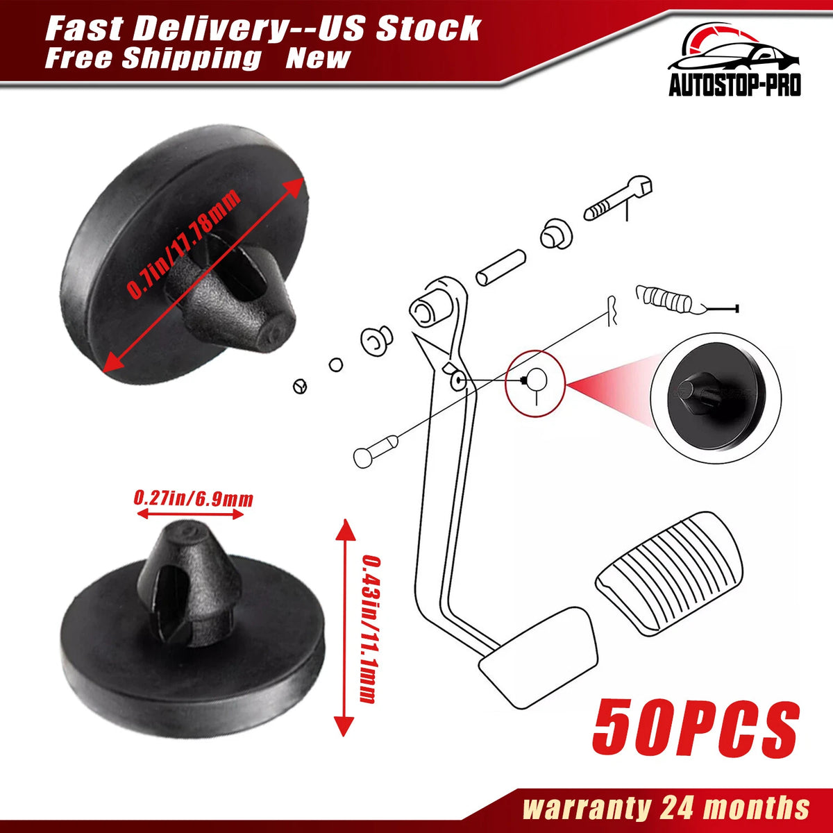 50 Pcs Brake Stopper Switch for Toyota Lexus (90541-06036, 9041-06032)