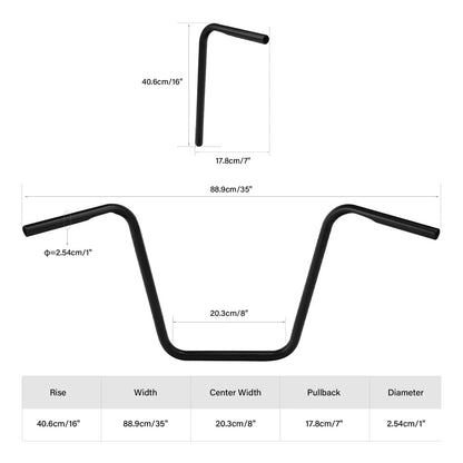 16" Rise Ape Hanger Handlebar for Harley Softail Dyna Sportster Touring
