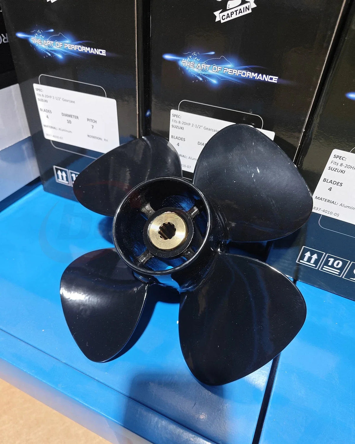 10" x 7" Aluminum Propeller for Suzuki 8-20HP Motor (4 Blades, 10 Tooth)