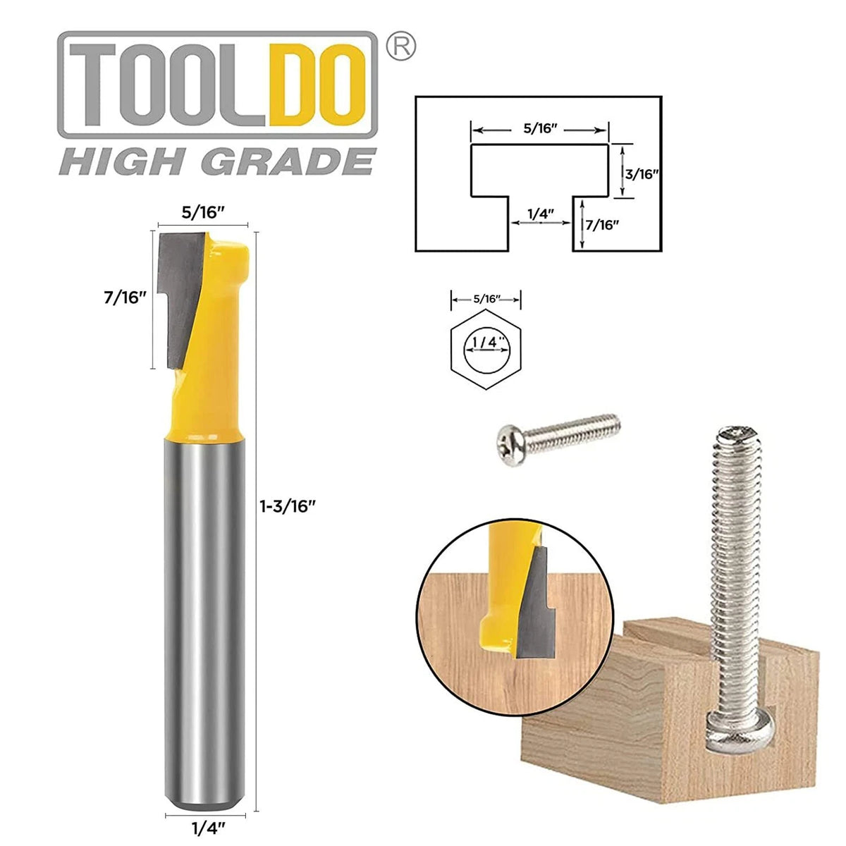Keyhole Router Bit Set for Router (1/4 Inch Shank, 5 Pcs)