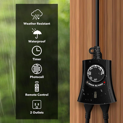 Outdoor Light Timer with Remote Control for