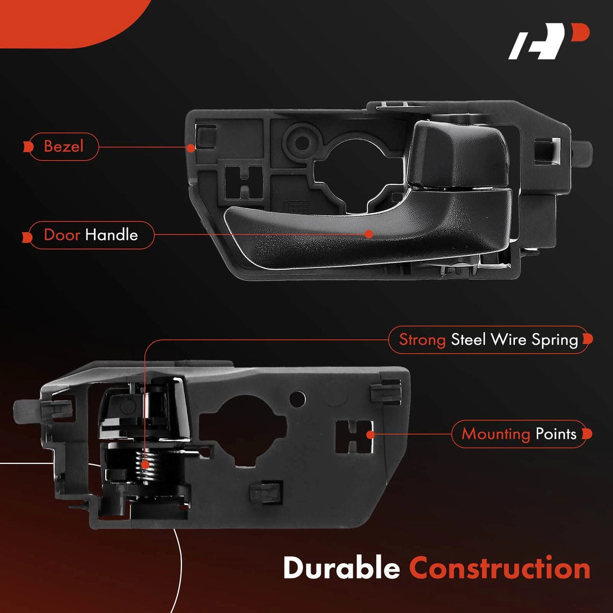 Rear Right Matte Black Interior Door Handle for Hyundai Sonata (2008–2010) 836203K020HZ, 96525