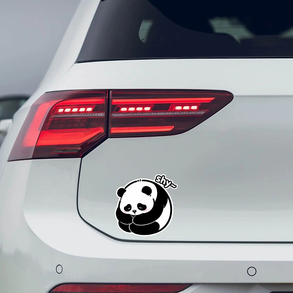 Vinyl Sticker Panda Shy Cute for Car Window, Laptop, Bottle, Tumbler, Skateboard