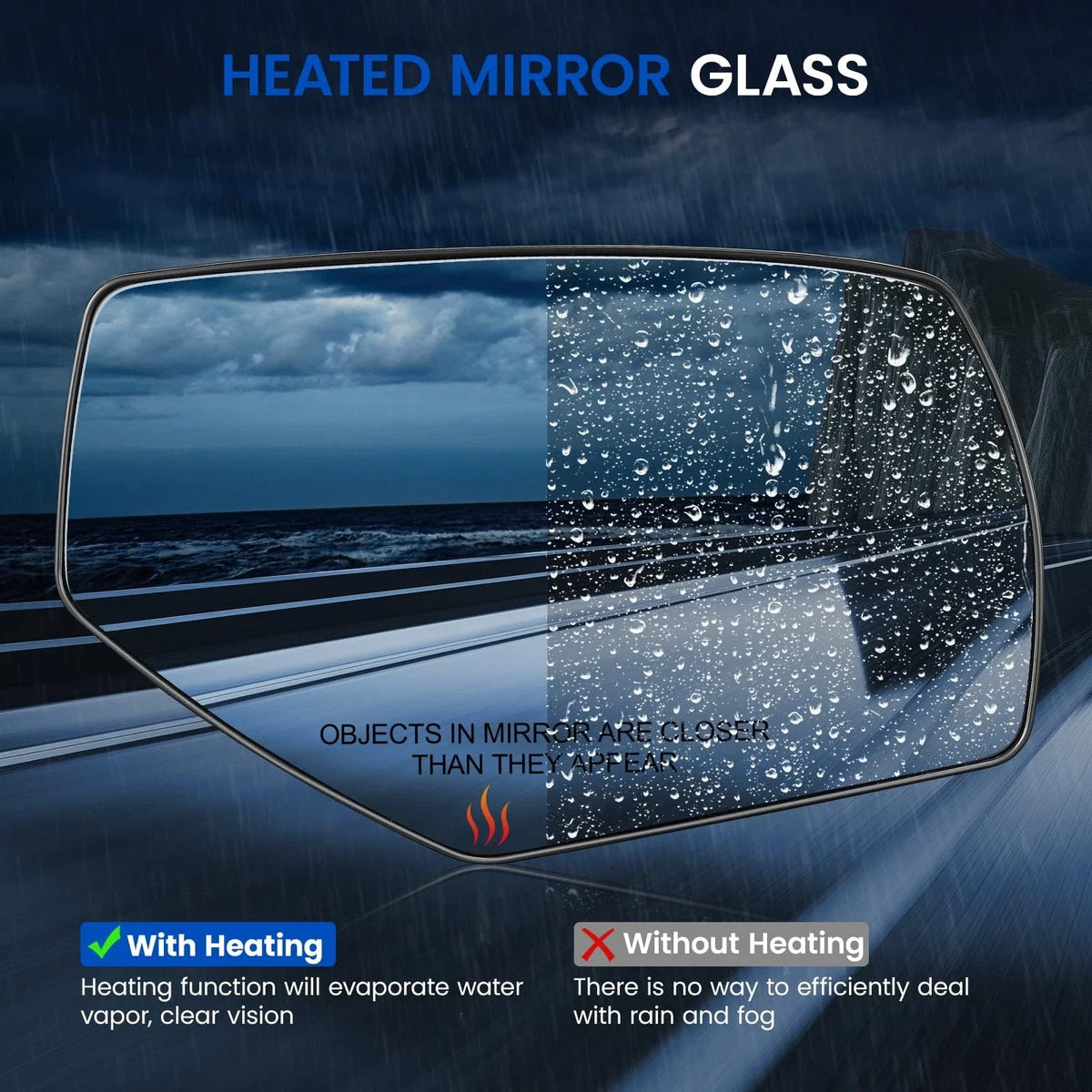 Heated Mirror Glass Passenger Side Fit For 2014–2018 Chevrolet Silverado GMC Sierra