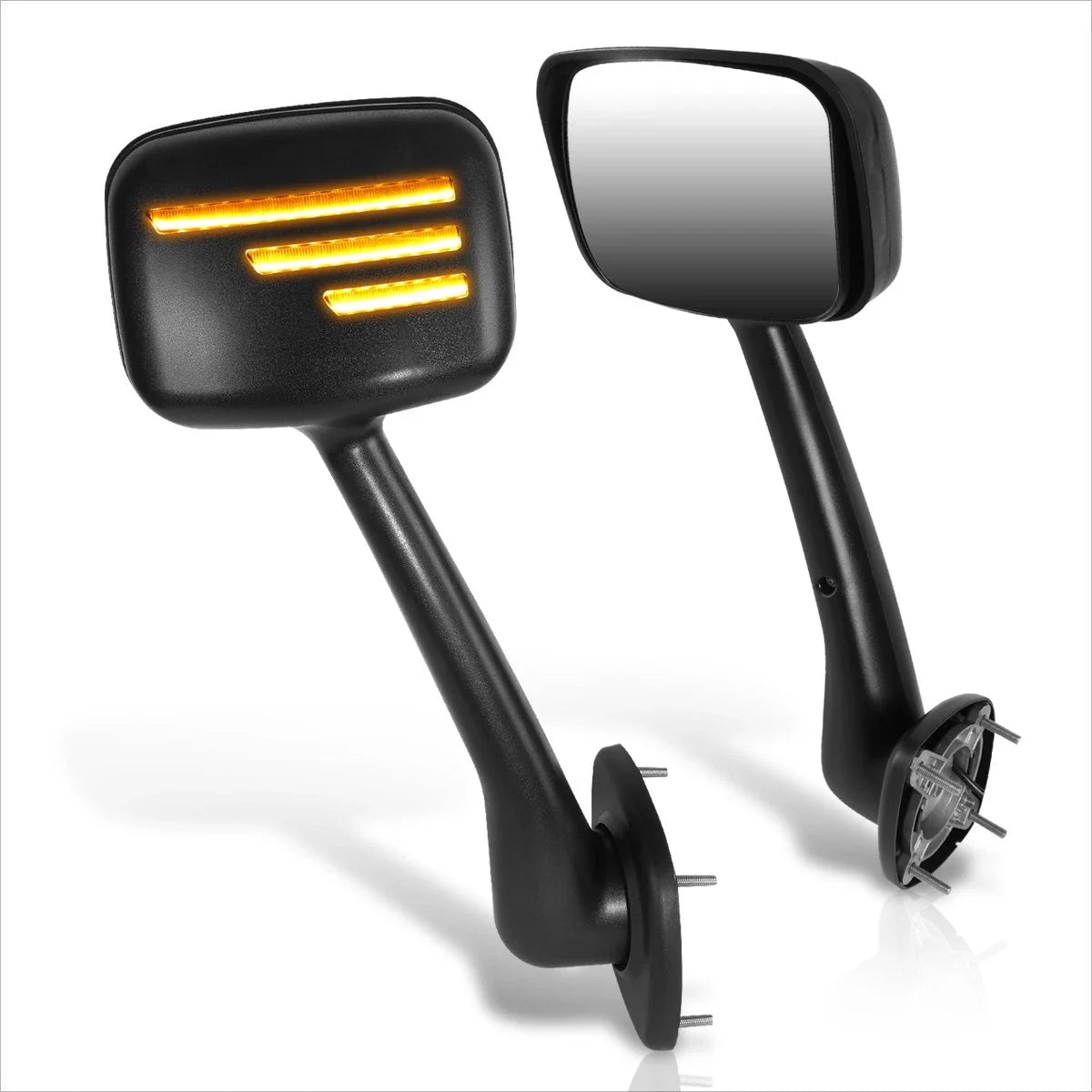 Amber Sequential LED Signal Side Hood Mirrors for Freightliner Cascadia (2008–2017)