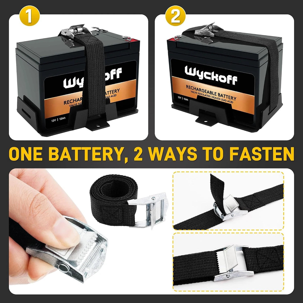 Battery Tray for Wyckoff 12V-6V Batteries (6AH-15AH)
