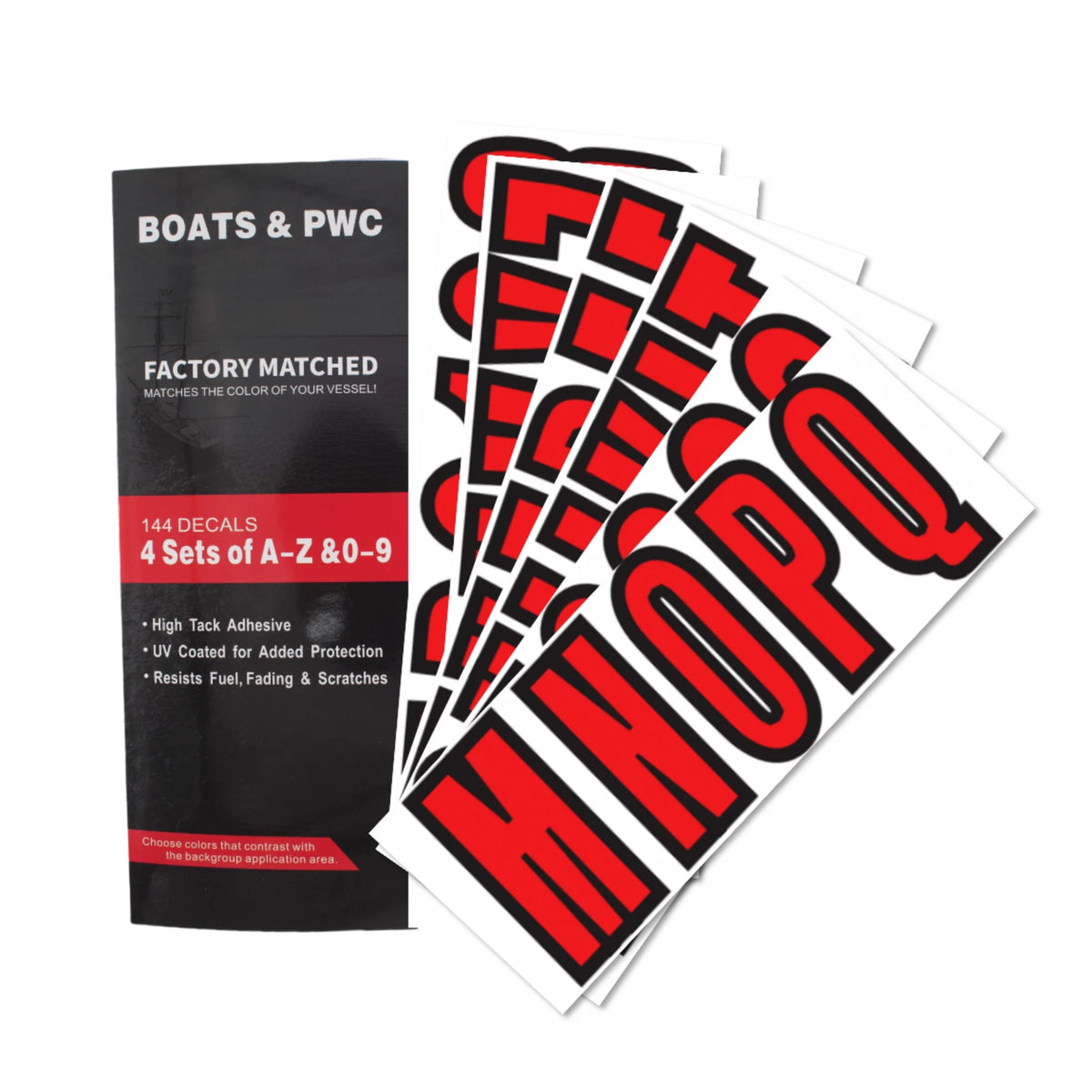 Red Sticker Decals A-Z Letters & 0-9 Numbers for Marine Boat (Boat Stickers)