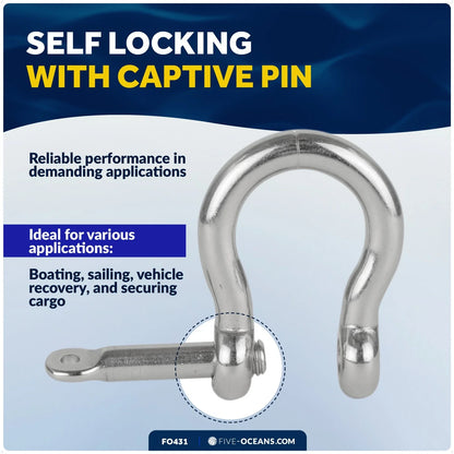 3/4" Screw Pin Bow Anchor Shackle for Five Oceans (AISI316)
