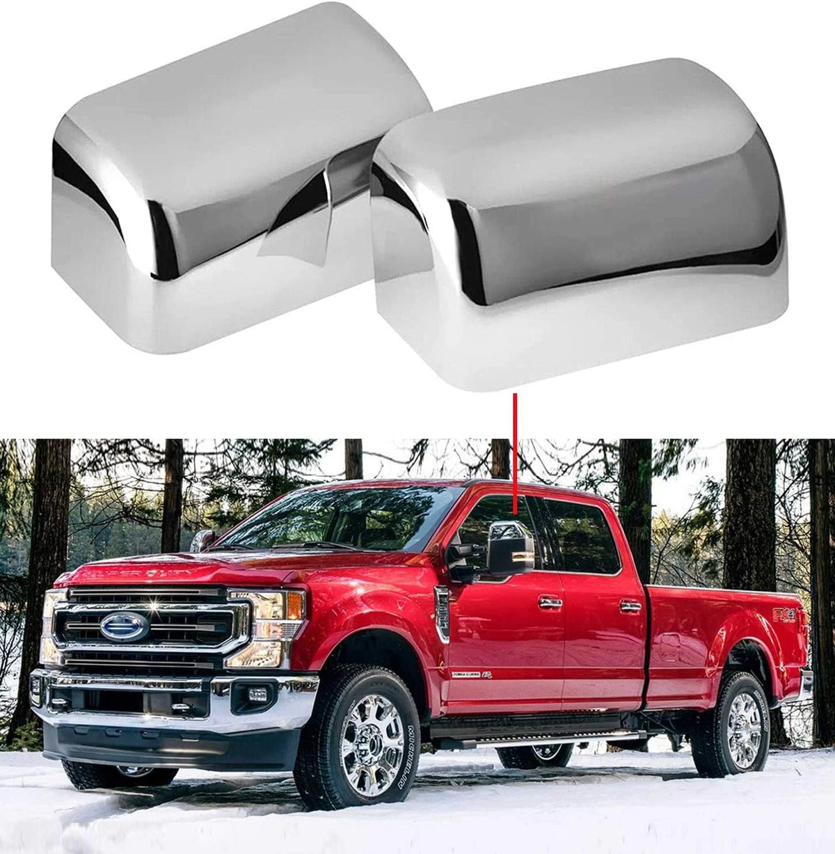 Chrome Plated Mirror Covers for Ford Super Duty (2008–2016) CA0100046-PN