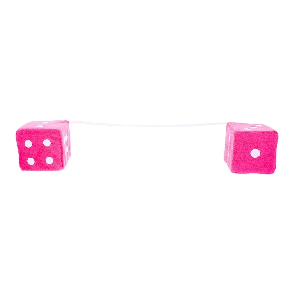Fuzzy Rearview Mirror Dice for Car Truck Novelty Pink (Universal Fit)