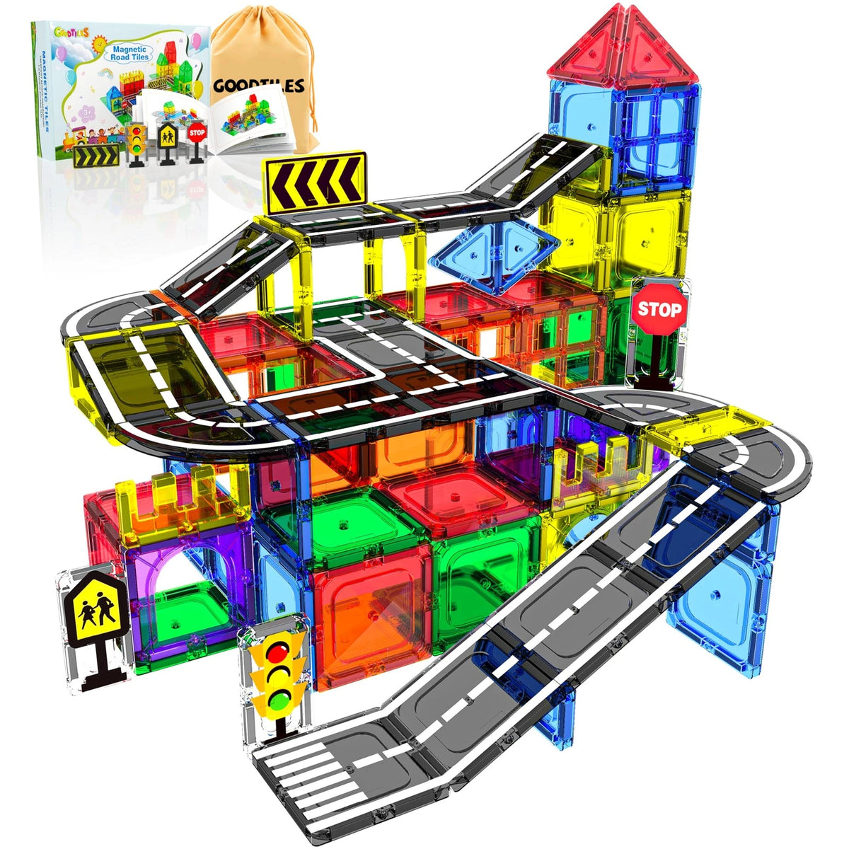 Magnetic Tiles Road Set for Building Large Structures
