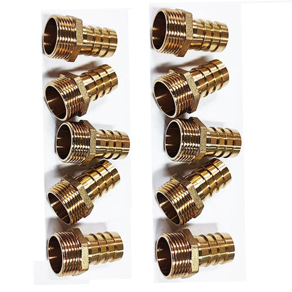 10Pcs 3/4" Hose Barb x 3/4" Male NPT Brass Pipe Fitting for Gas Water