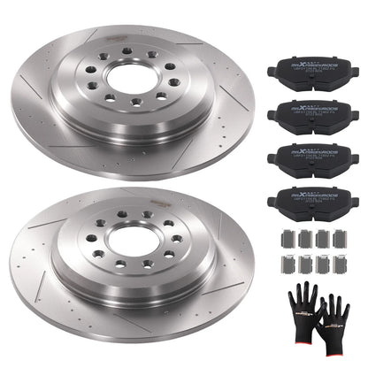 Rear Brake Rotors and Pads Kit for Lincoln MKS MKT MKX/Ford Edge (2007–2019)