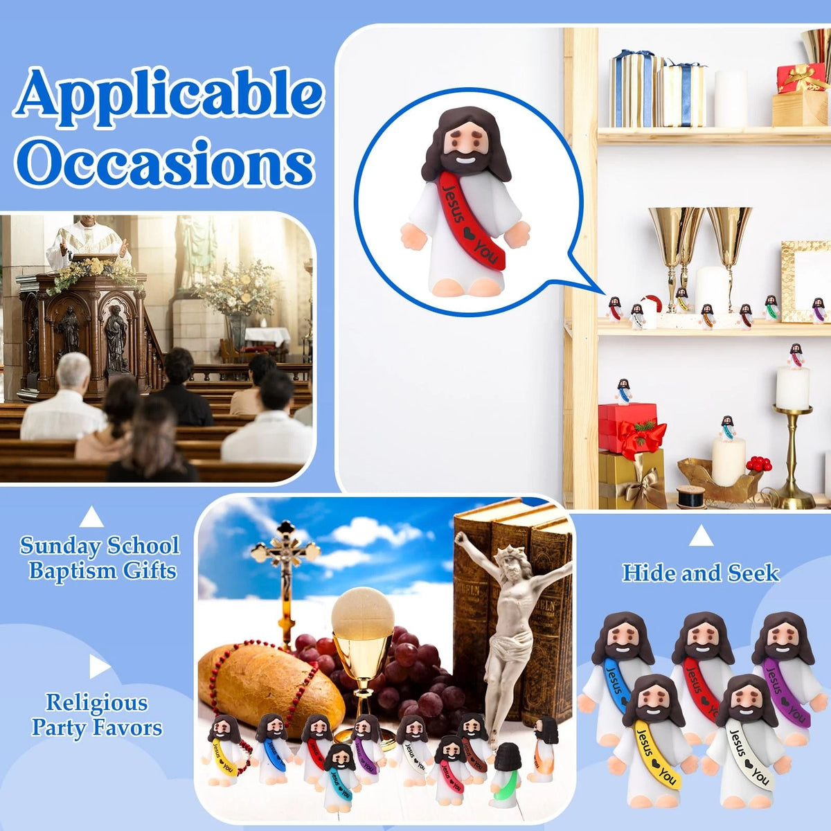 50 Pcs Mini Jesus Figures for (1.2 x 1.4 inches)