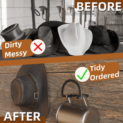 4 Pack Cowboy Hat Hooks Wall Mount Rack Holder for