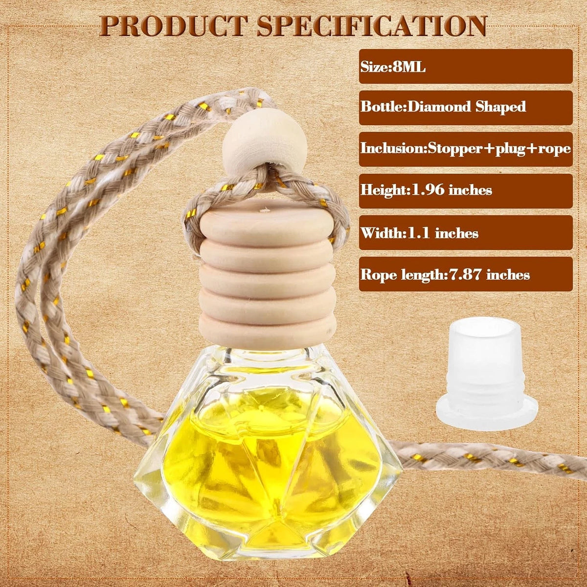 8ml Clear Glass Air Freshener Bottle for Essential Oil Aromatherapy