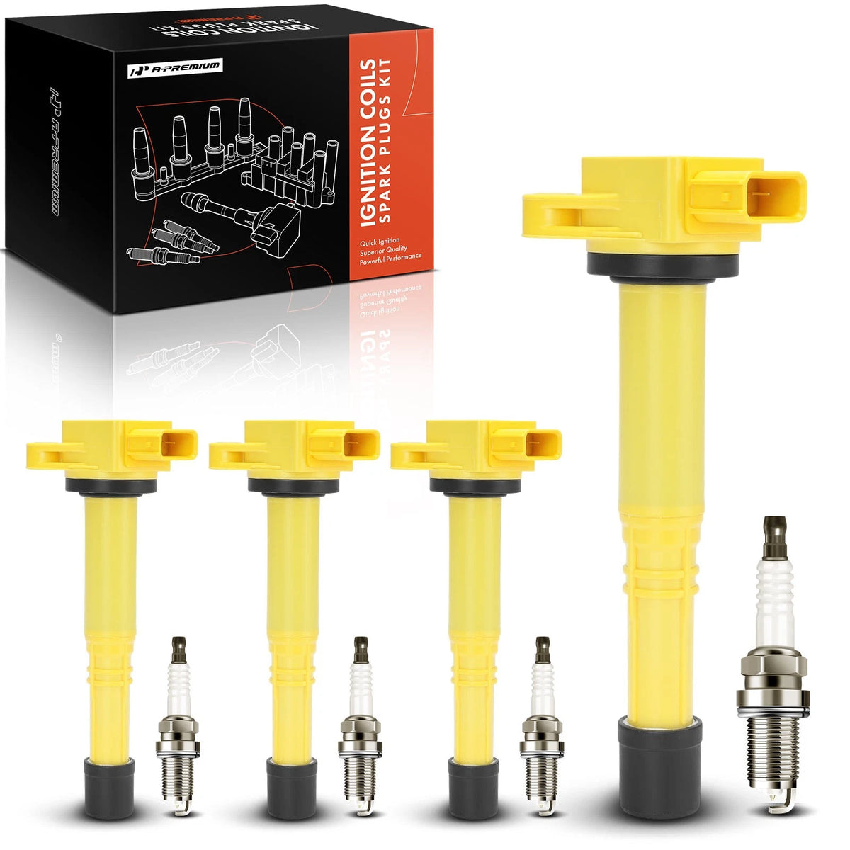 Set of 4 Ignition Coils & 4 Iridium Spark Plugs for Acura TSX (2004–2008) - 30520PNC004, 30520RWCA01, 1788286, C1450, UF-417