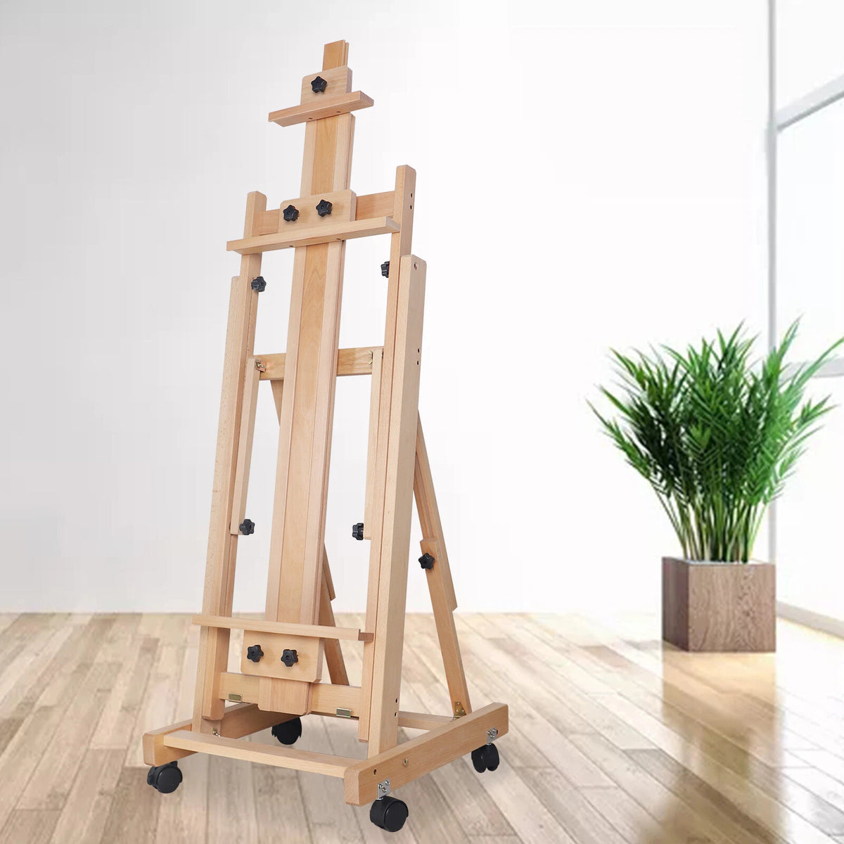 Large H-Frame Wood Art Easel for Studio Use